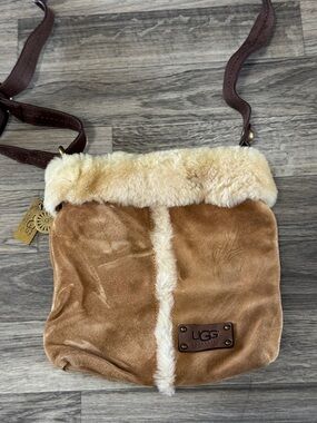 Ugg suede leather and shearling sheepskin crossbody bag